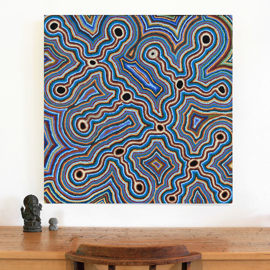 Aboriginal Artwork by Nellie Roberts Tjawina, Irrunytju minyma, 91x91cm