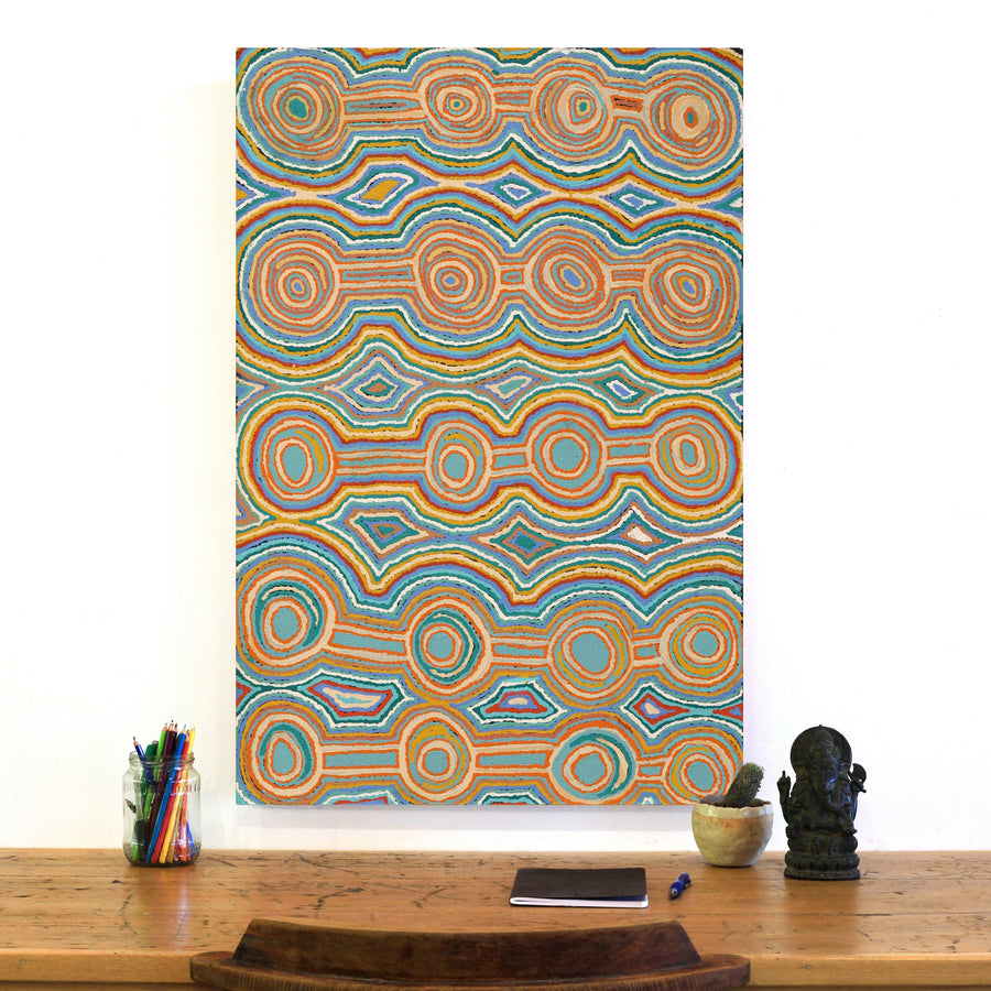 Aboriginal Artwork by Nellie Roberts Tjawina, Minyma Kutjara, 91x61cm