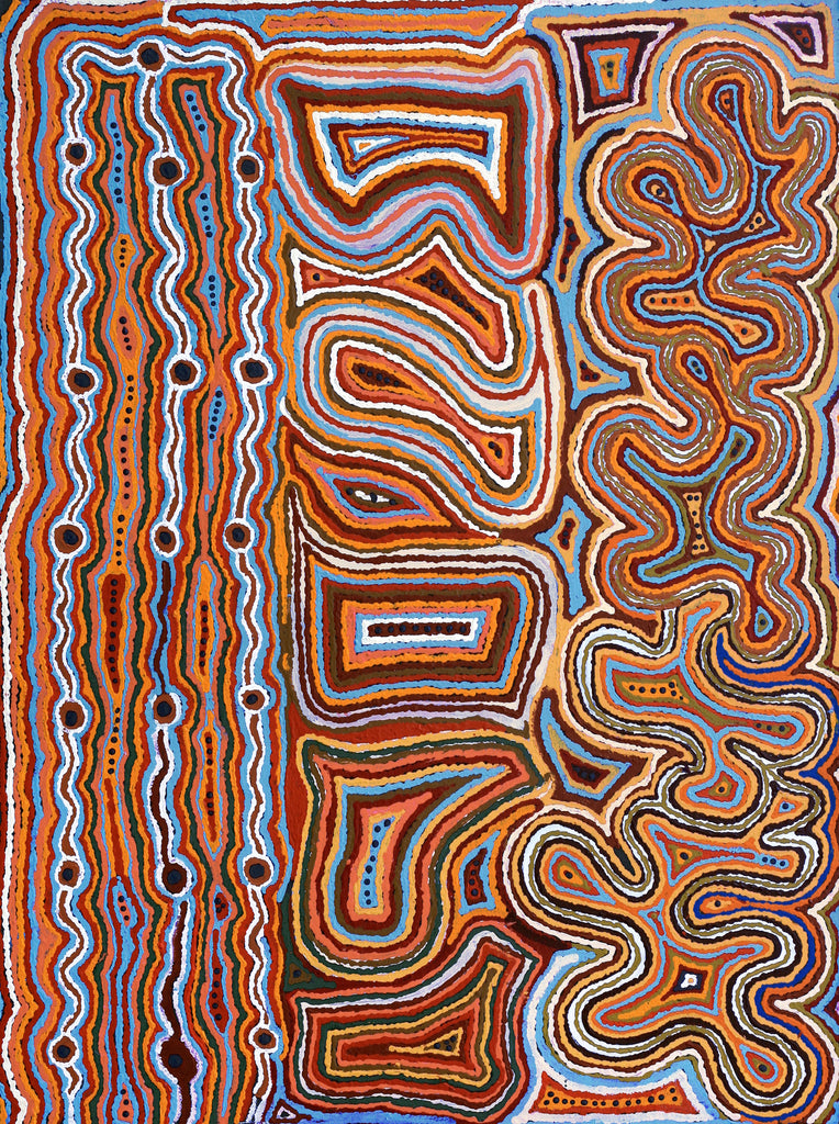 Aboriginal Artwork by Nellie Roberts Tjawina, Irrunytju minyma, 122x91cm