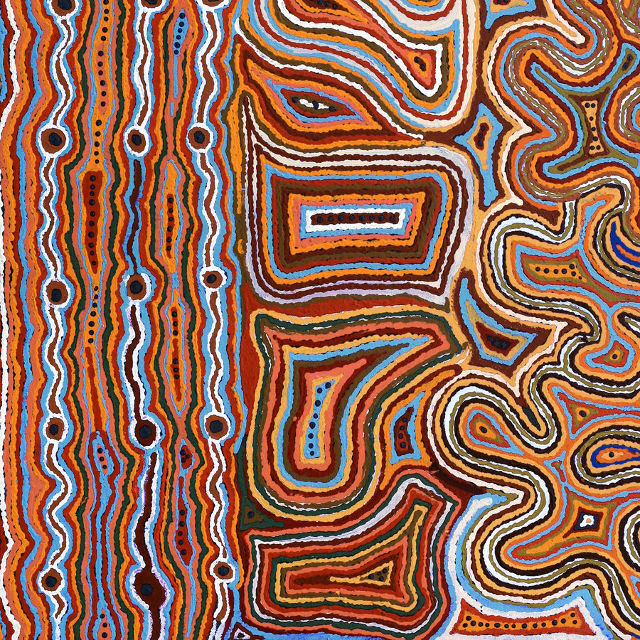 Aboriginal Artwork by Nellie Roberts Tjawina, Irrunytju minyma, 122x91cm