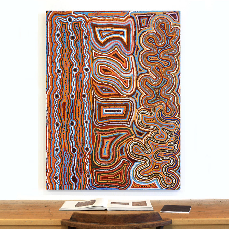 Aboriginal Artwork by Nellie Roberts Tjawina, Irrunytju minyma, 122x91cm