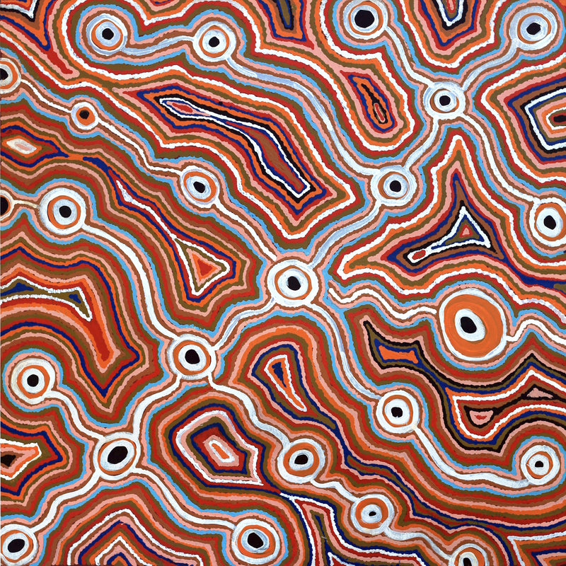 Aboriginal Artwork by Nellie Roberts Tjawina, Irrunytju minyma, 91x91cm