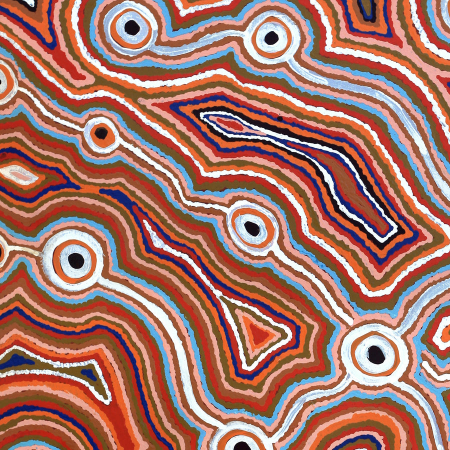 Aboriginal Artwork by Nellie Roberts Tjawina, Irrunytju minyma, 91x91cm
