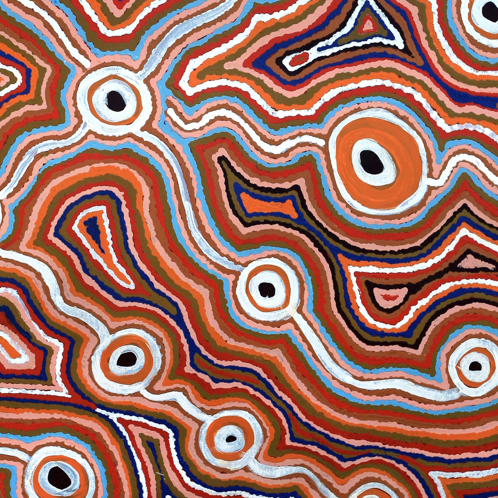 Aboriginal Artwork by Nellie Roberts Tjawina, Irrunytju minyma, 91x91cm