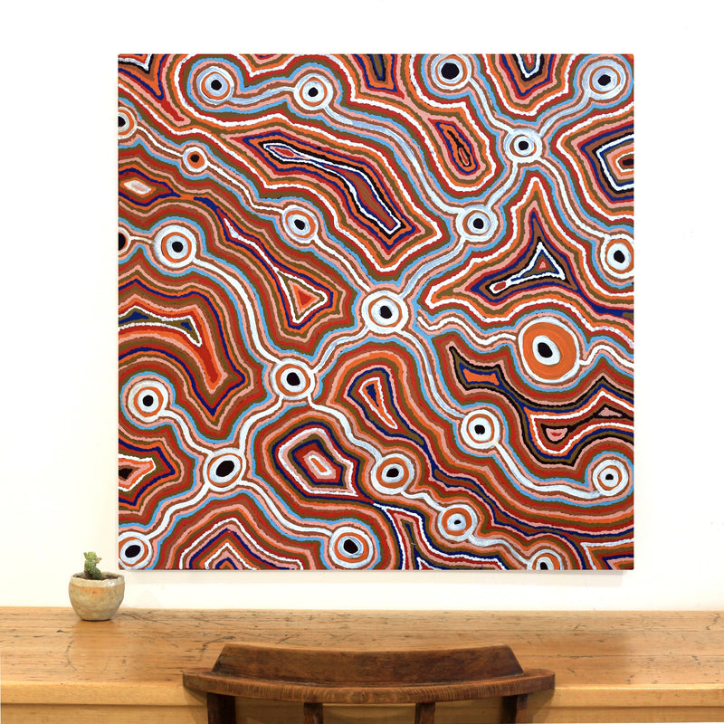 Aboriginal Artwork by Nellie Roberts Tjawina, Irrunytju minyma, 91x91cm