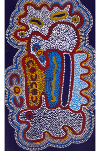 Aboriginal Artwork by Nicole Napaljarri Stevens, Ngapa Jukurrpa (Water Dreaming) - Mikanji, 76x46cm