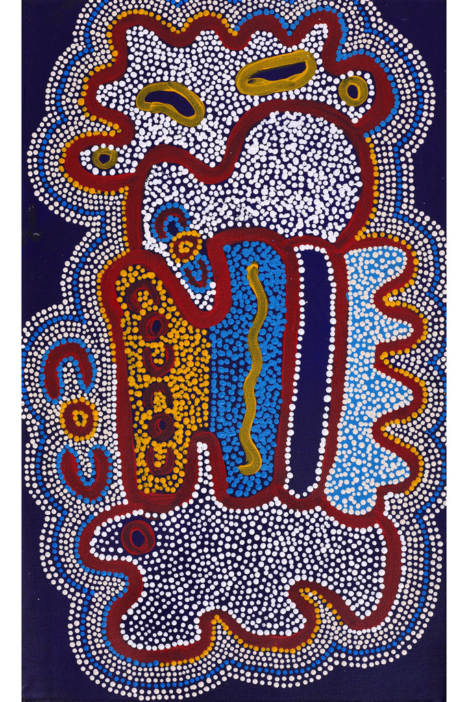 Aboriginal Artwork by Nicole Napaljarri Stevens, Ngapa Jukurrpa (Water Dreaming) - Mikanji, 76x46cm - ART ARK®