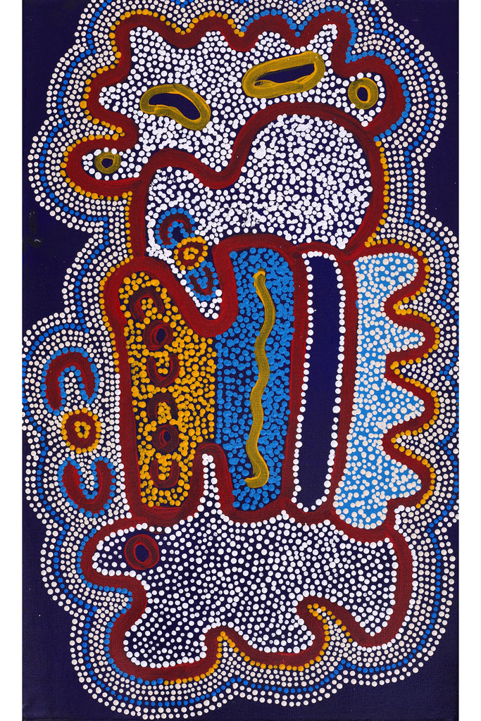 Aboriginal Artwork by Nicole Napaljarri Stevens, Ngapa Jukurrpa (Water Dreaming) - Mikanji, 76x46cm