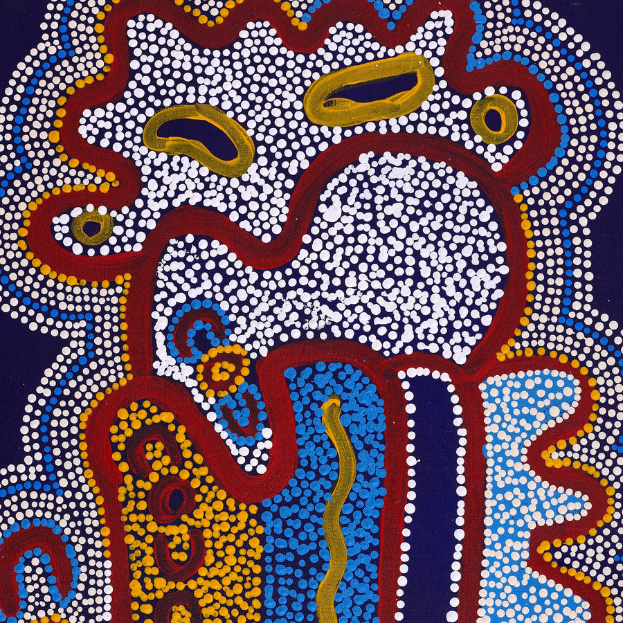 Aboriginal Artwork by Nicole Napaljarri Stevens, Ngapa Jukurrpa (Water Dreaming) - Mikanji, 76x46cm