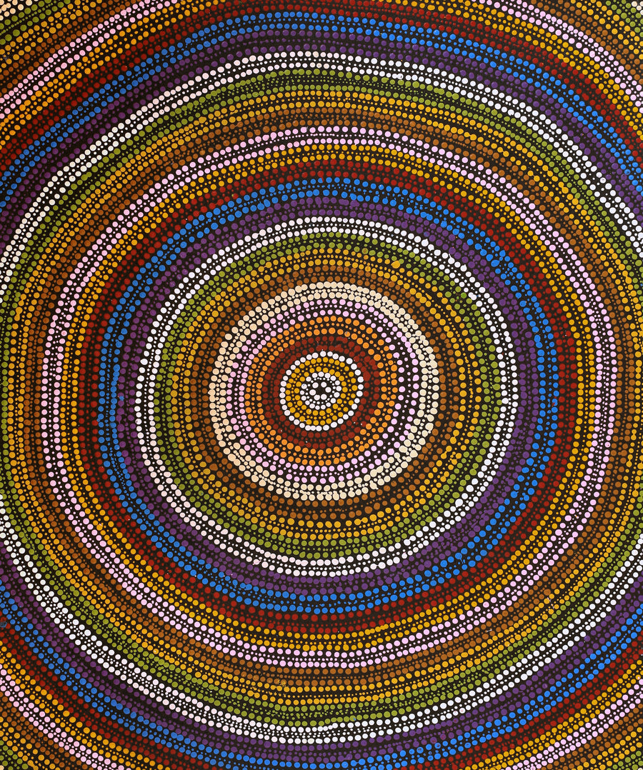 Aboriginal Artwork by Nicole Napaljarri Stevens, Ngapa Jukurrpa (Water Dreaming) - Mikanji, 76x61cm