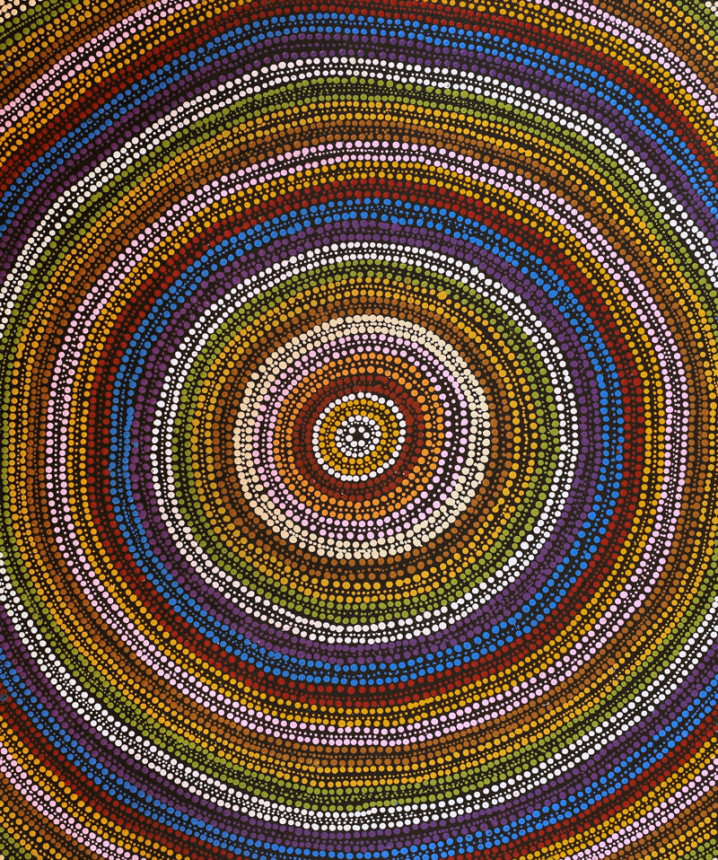 Aboriginal Artwork by Nicole Napaljarri Stevens, Ngapa Jukurrpa (Water Dreaming) - Mikanji, 76x61cm