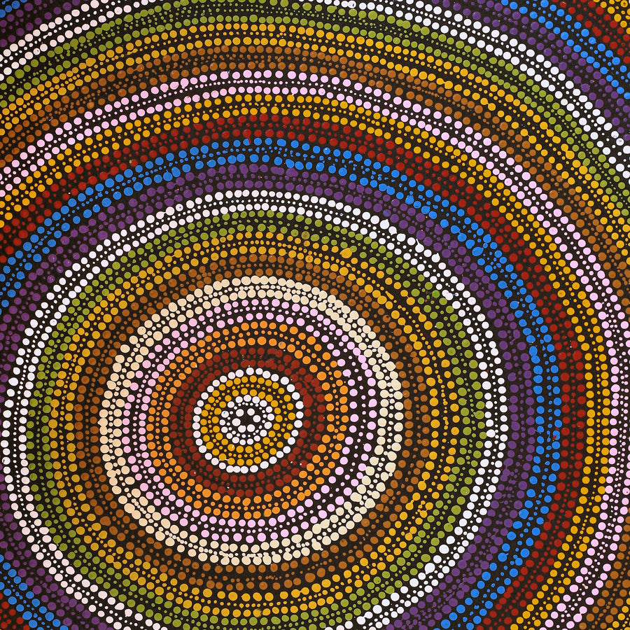 Aboriginal Artwork by Nicole Napaljarri Stevens, Ngapa Jukurrpa (Water Dreaming) - Mikanji, 76x61cm