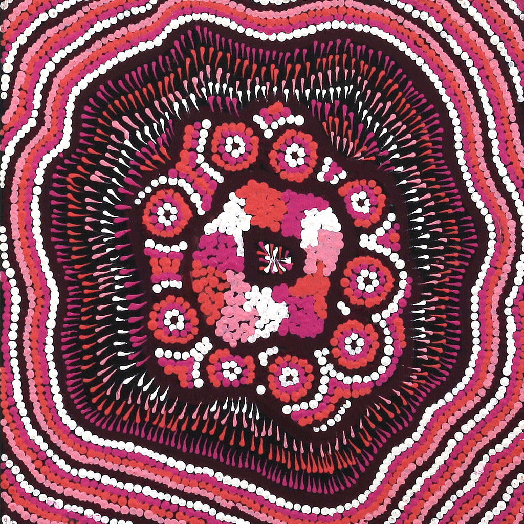 Aboriginal Artwork by Nikkita Nangala Sampson, Ngapa Jukurrpa - Puyurru, 30x30cm