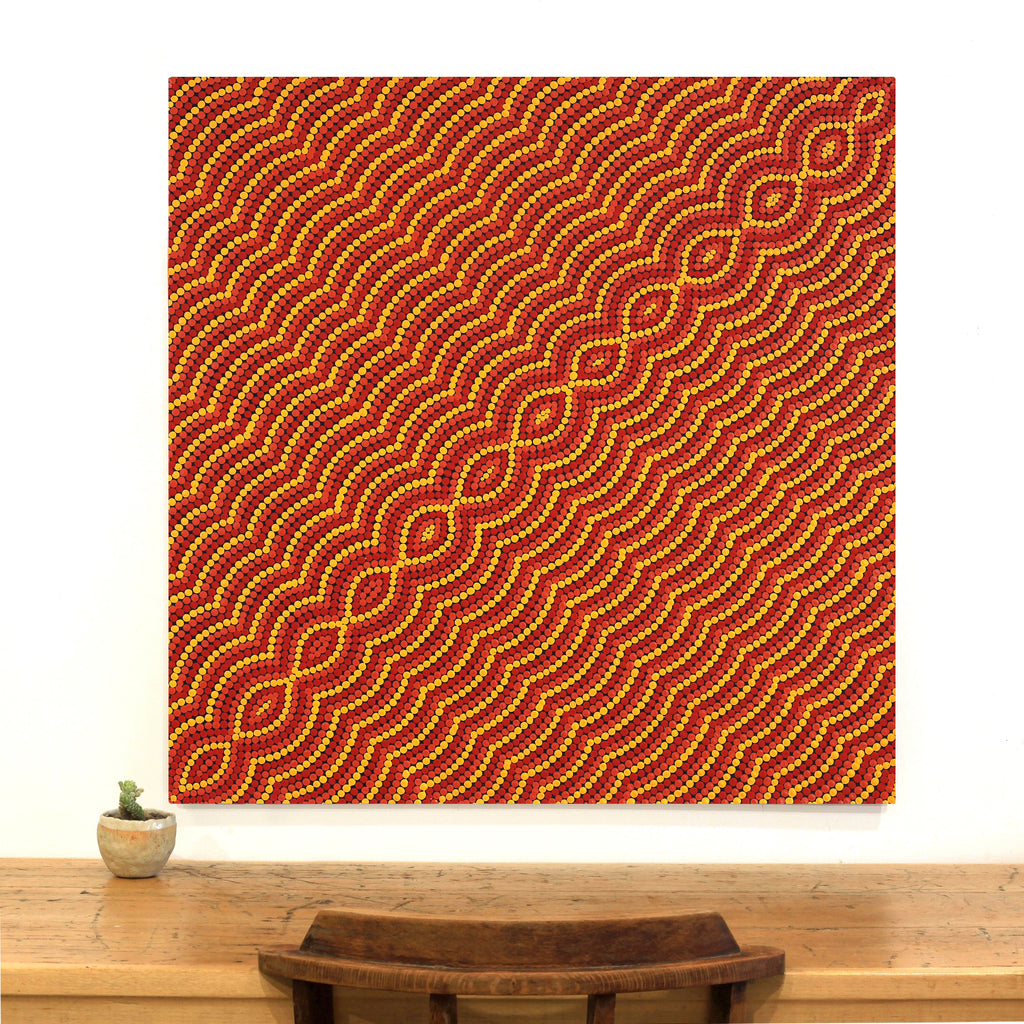 Aboriginal Artwork by Noah Long, Walka Wiru Ngura Wiru, 91x91cm