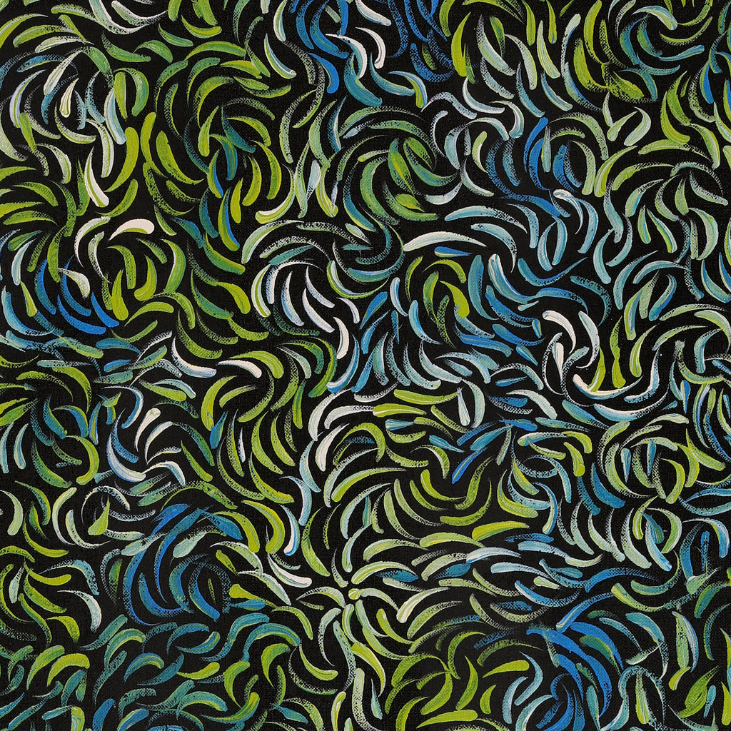 Aboriginal Artwork by Nola Napangardi Fisher, Purrpalanji (Skinny Bush Banana) Jukurrpa, 76x30cm