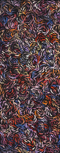 Aboriginal Artwork by Nola Napangardi Fisher, Purrpalanji (Skinny Bush Banana) Jukurrpa, 76x30cm