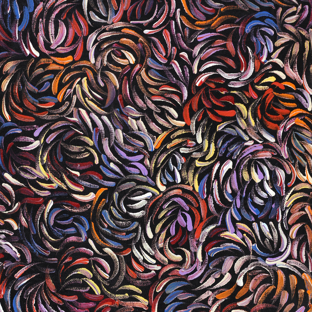 Aboriginal Artwork by Nola Napangardi Fisher, Purrpalanji (Skinny Bush Banana) Jukurrpa, 76x30cm