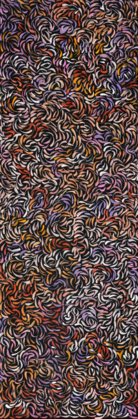 Aboriginal Artwork by Nola Napangardi Fisher, Purrpalanji (Skinny Bush Banana) Jukurrpa, 91x30cm