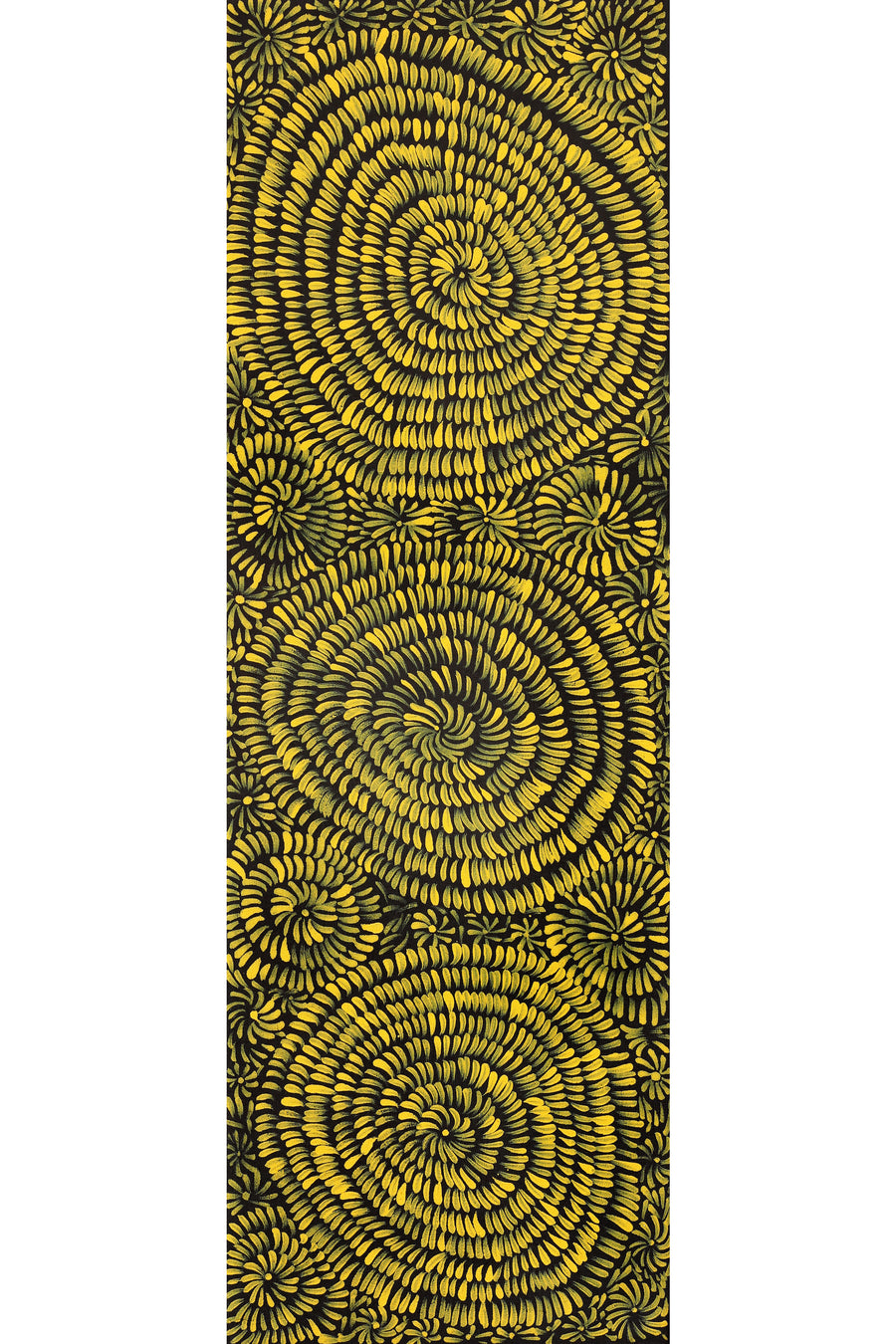 Aboriginal Artwork by Nola Napangardi Fisher, Purrpalanji (Skinny Bush Banana) Jukurrpa, 91x30cm