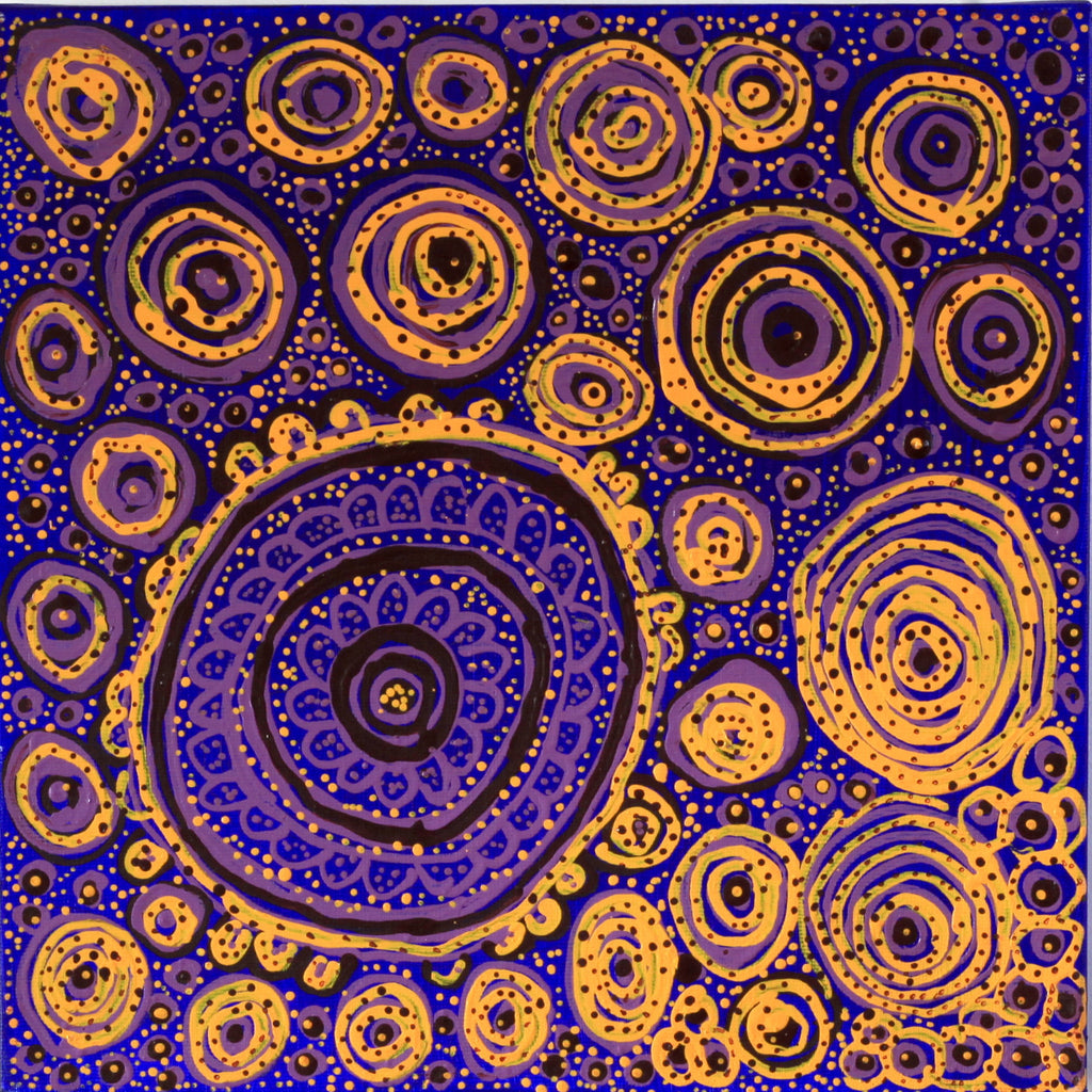 Aboriginal Artwork by Nola Napangardi Fisher, Warrilyi Ngurlu Jukurrpa – Pikilyi, 30x30cm