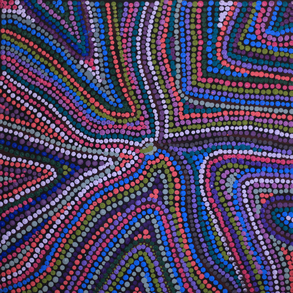 Aboriginal Art by Nola Napangardi Fisher, Warrilyi Ngurlu Jukurrpa – Pikilyi, 30x30cm - ART ARK®