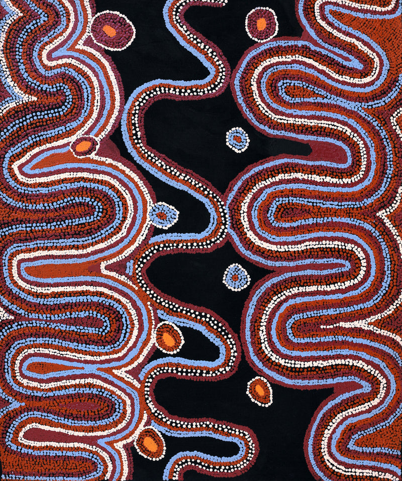 Aboriginal Artwork by Nora Davidson, Kungkarangkalpa (Seven Sisters Story), 91x76cm
