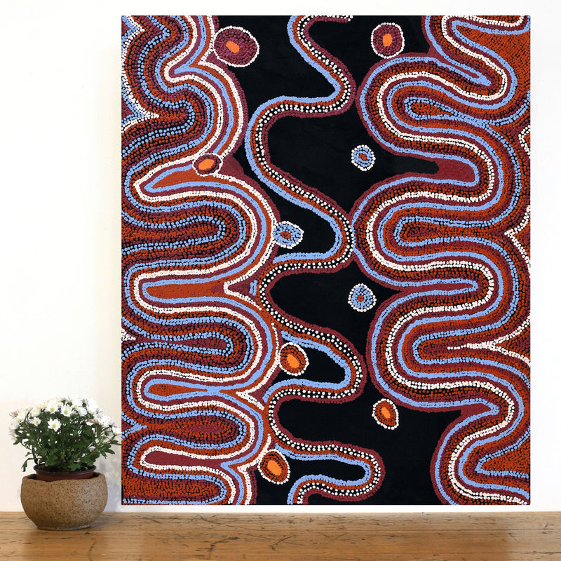 Aboriginal Artwork by Nora Davidson, Kungkarangkalpa (Seven Sisters Story), 91x76cm