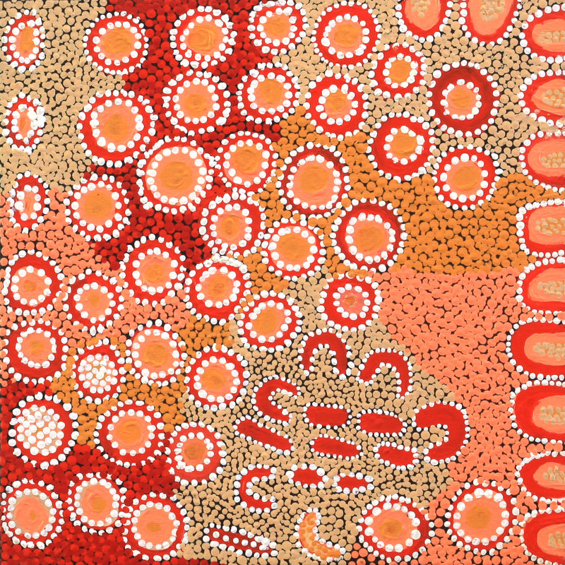 Aboriginal Artwork by Nora Napaljarri Andy, Karnta Jukurrpa (Womens Dreaming), 30x30cm