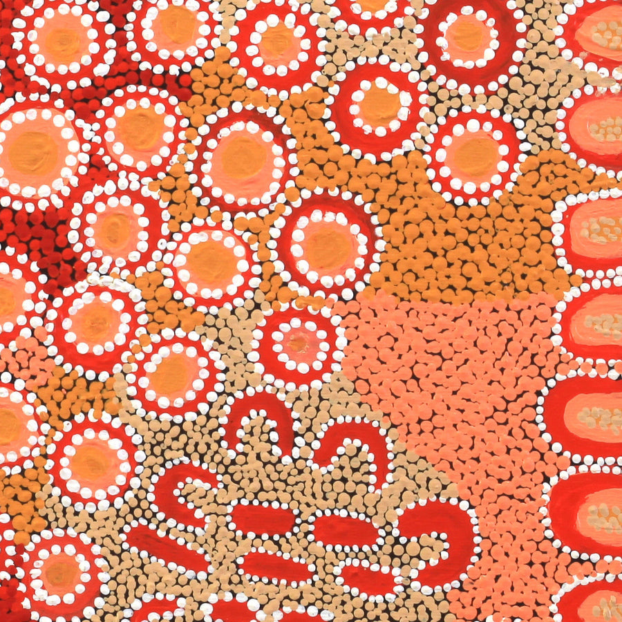 Aboriginal Artwork by Nora Napaljarri Andy, Karnta Jukurrpa (Womens Dreaming), 30x30cm