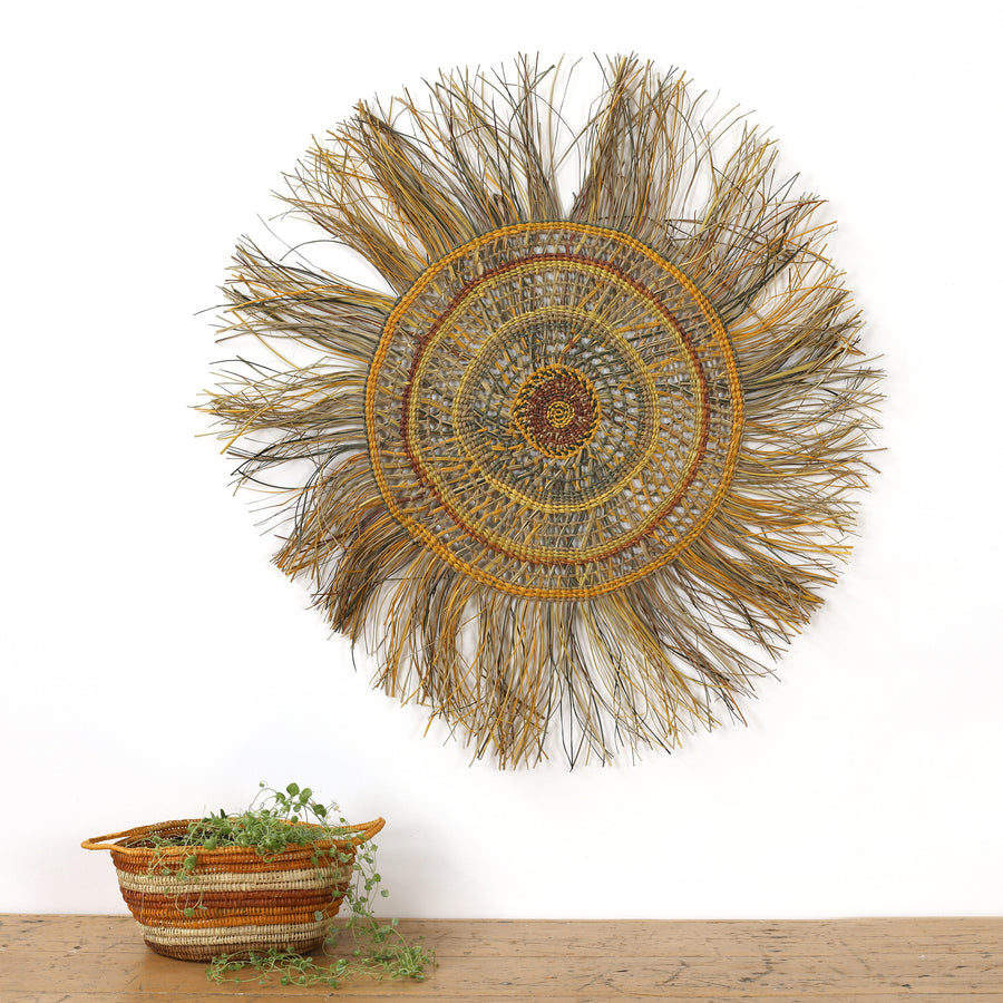 Aboriginal Artwork by Noreena Ashley Matay, Gapuwiyak - Woven Mat, 94cm