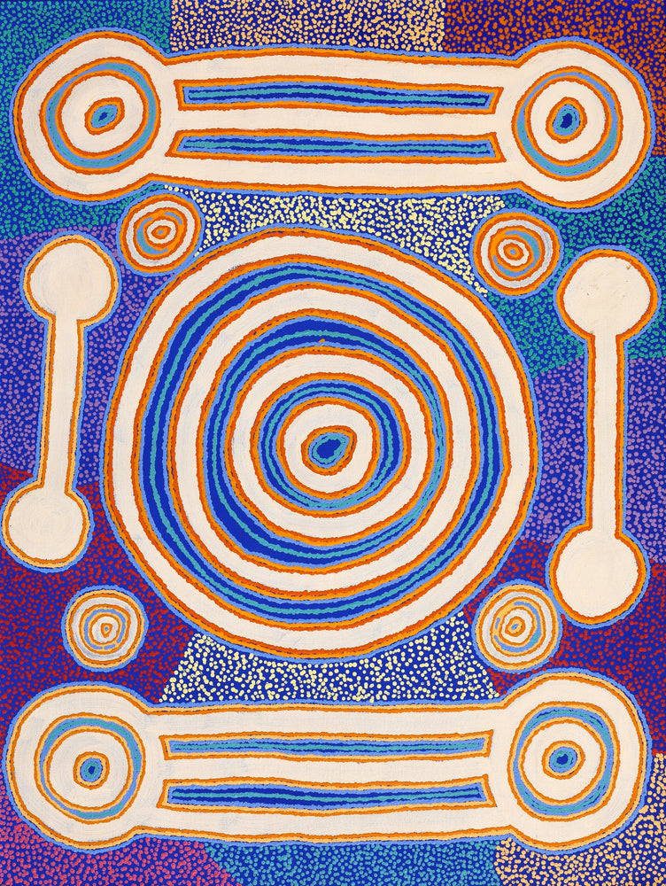 Aboriginal Artwork by Noreen Dixon, Sisters at Watarru, 101x76cm