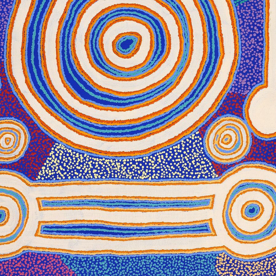 Aboriginal Artwork by Noreen Dixon, Sisters at Watarru, 101x76cm