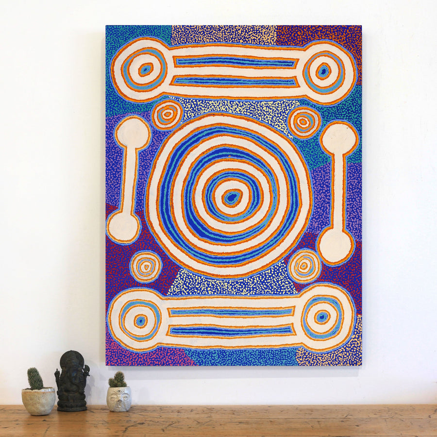 Aboriginal Artwork by Noreen Dixon, Sisters at Watarru, 101x76cm