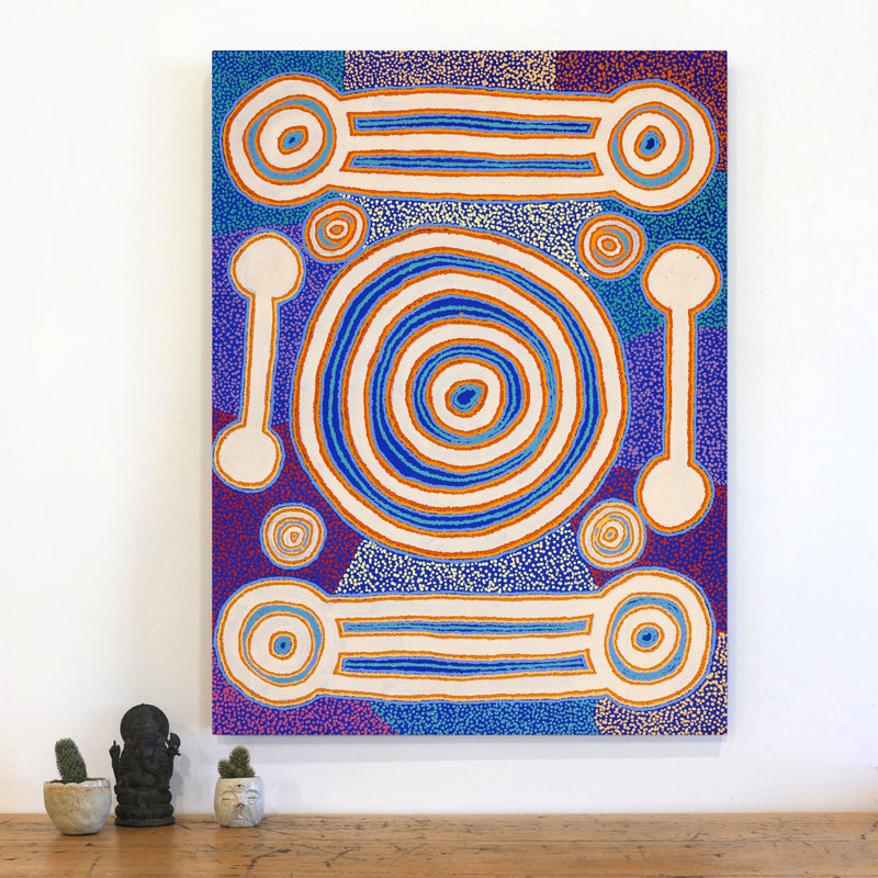 Aboriginal Artwork by Noreen Dixon, Sisters at Watarru, 101x76cm