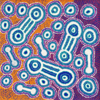 Aboriginal Artwork by Rosemary Peters and Noreen Dixon, Waru at Watarru, 60x60cm