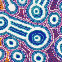 Aboriginal Artwork by Rosemary Peters and Noreen Dixon, Waru at Watarru, 60x60cm