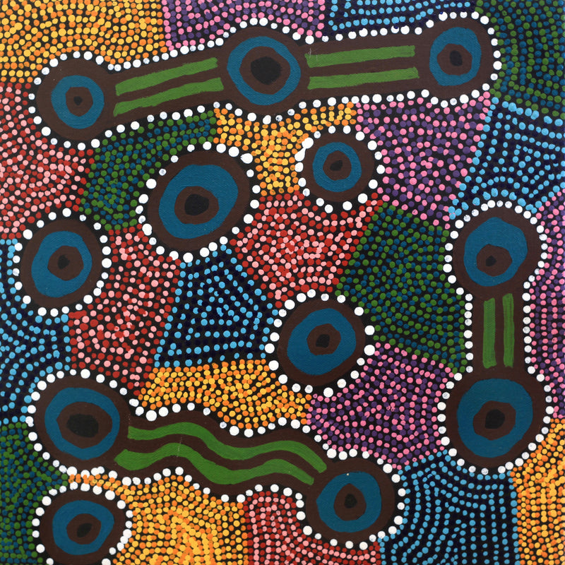 Aboriginal Artwork by Noreen Napaltjarri Dixon, Rockholes, 30x30cm
