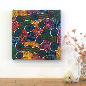 Aboriginal Artwork by Noreen Napaltjarri Dixon, Rockholes, 30x30cm - ART ARK®