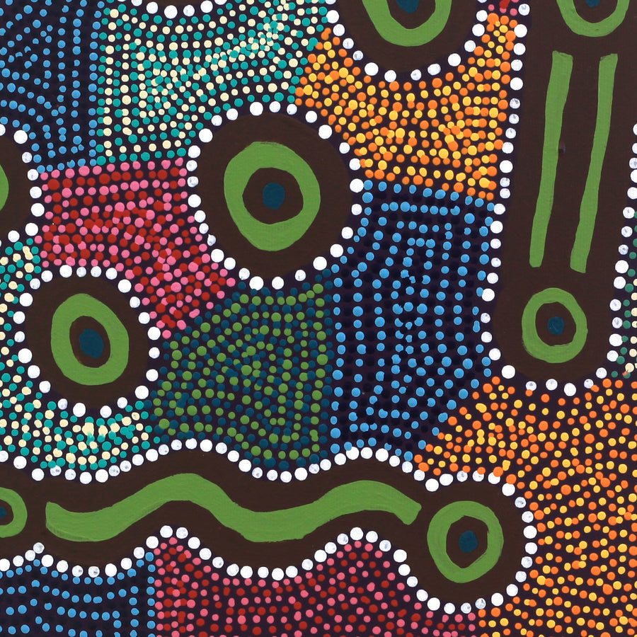 Aboriginal Artwork by Noreen Napaltjarri Dixon, Rockholes, 30x30cm