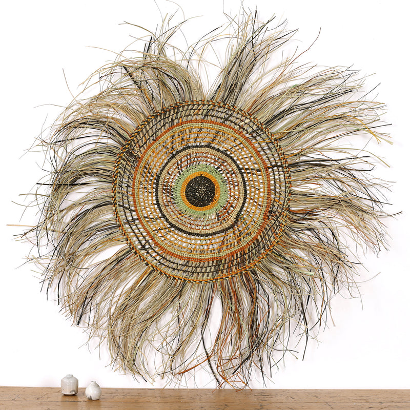 Aboriginal Artwork by Noreena Ashley Matay, Gapuwiyak - Woven Mat, 120cm
