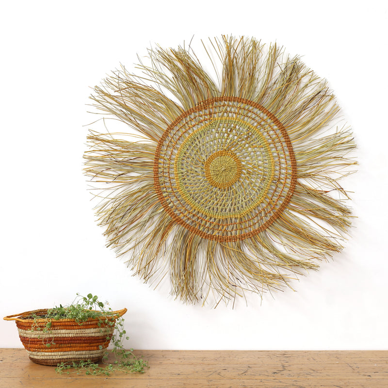 Aboriginal Artwork by Noreena Ashley Matay, Gapuwiyak - Woven Mat, 91cm