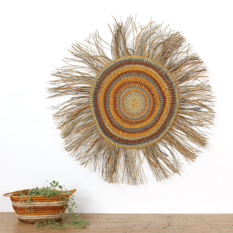 Aboriginal Artwork by Noreena Ashley Matay, Gapuwiyak - Woven Mat, 95cm