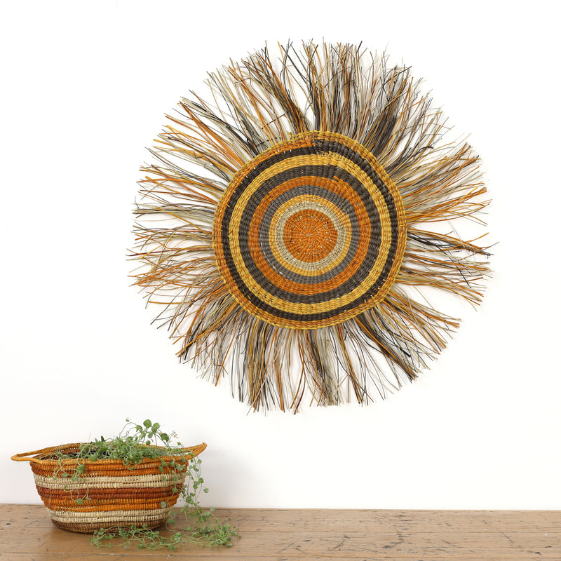 Aboriginal Artwork by Noreena Ashley Matay, Gapuwiyak - Woven Mat, 78cm