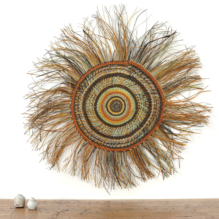 Aboriginal Artwork by Noreena Ashley Matay, Gapuwiyak - Woven Mat, 102cm