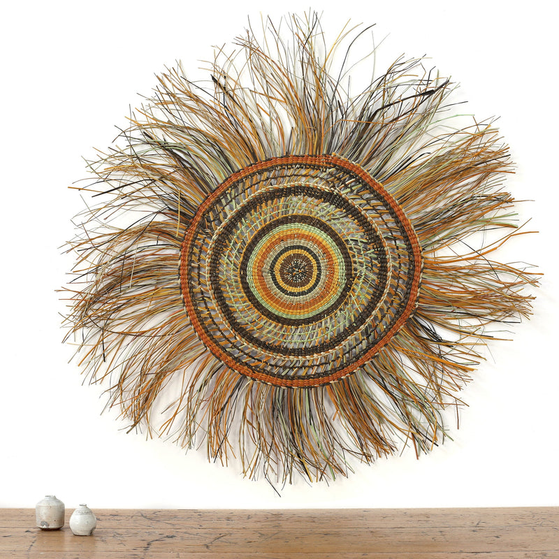 Aboriginal Artwork by Noreena Ashley Matay, Gapuwiyak - Woven Mat, 102cm