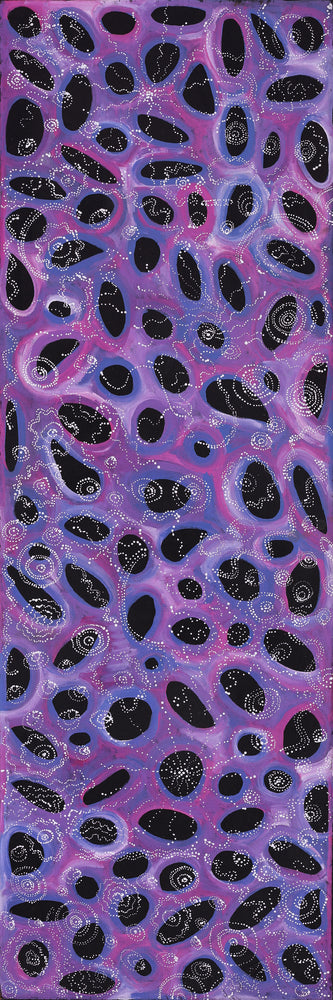 Aboriginal Artwork by Norissa Nampijinpa Watson, Ngapa Jukurrpa (Water Dreaming) - Puyurru, 183x61cm