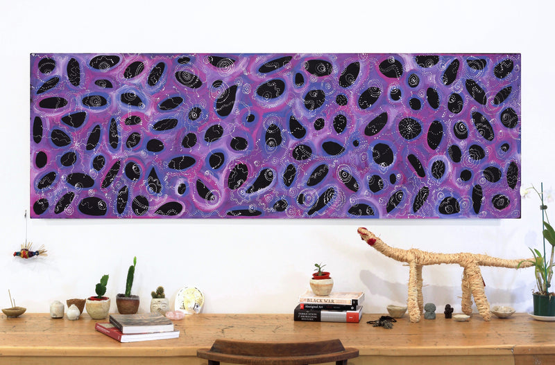 Aboriginal Artwork by Norissa Nampijinpa Watson, Ngapa Jukurrpa (Water Dreaming) - Puyurru, 183x61cm