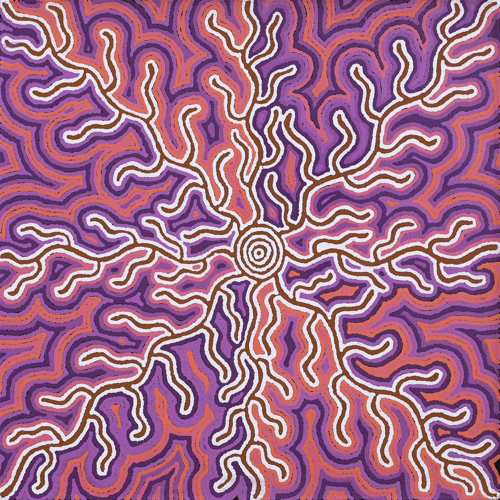 Aboriginal Artwork by Norissa Nampijinpa Watson, Ngapa Jukurrpa (Water Dreaming) - Puyurru, 61x61cm - ART ARK®