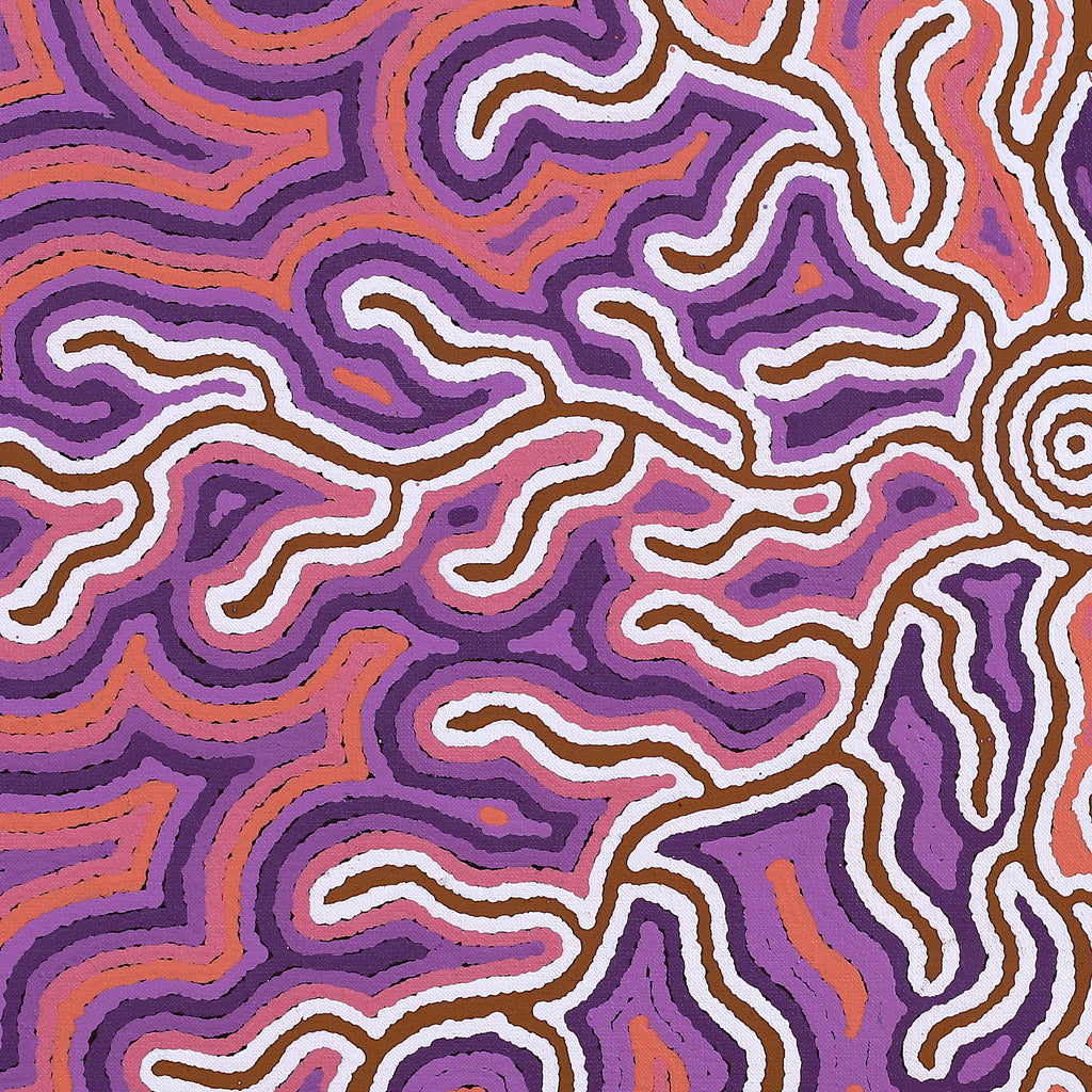 Aboriginal Artwork by Norissa Nampijinpa Watson, Ngapa Jukurrpa (Water Dreaming) - Puyurru, 61x61cm