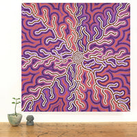 Aboriginal Artwork by Norissa Nampijinpa Watson, Ngapa Jukurrpa (Water Dreaming) - Puyurru, 61x61cm